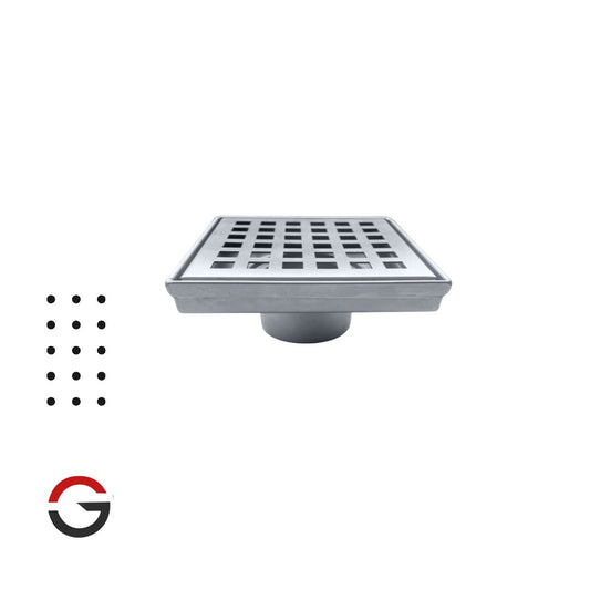 Rejilla Sifón 10×10 Acero – negra / satinada  tipo Grecia