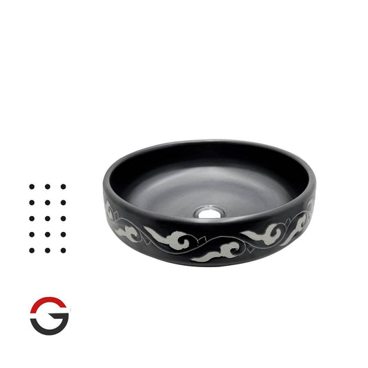 Lavamanos artesanal  texturizado redondo negro
